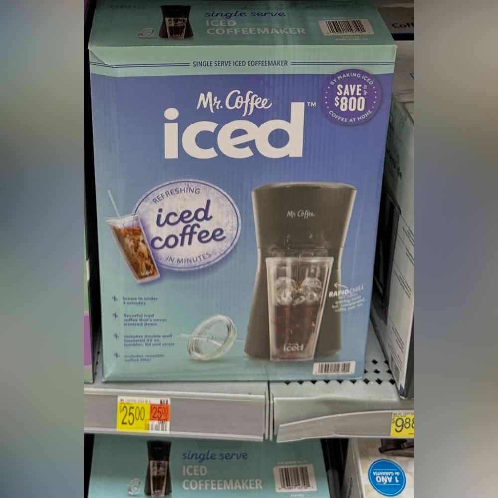 NWT Mr. Coffee® Iced™ Coffee Maker with Reusable Plastic Tumbler, Black in BOX